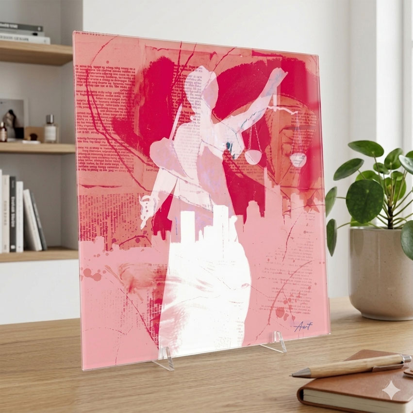 Geschenk Juristen_Justitia rot_Acryldruck