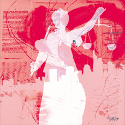 Geschenk Jurist Kunst Justita in Rot